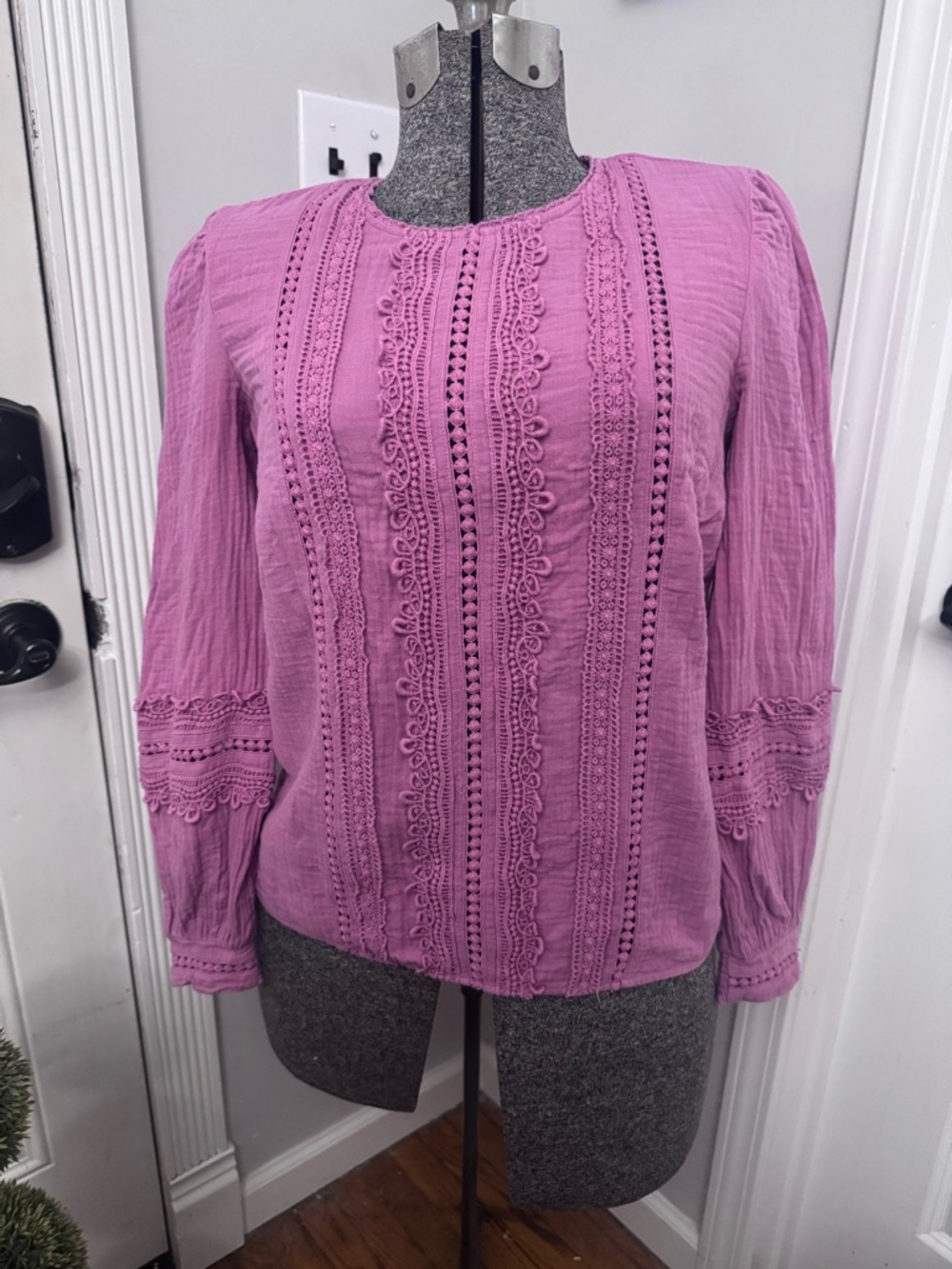 Boden Pink Trim Interest Double Cloth Top size 6